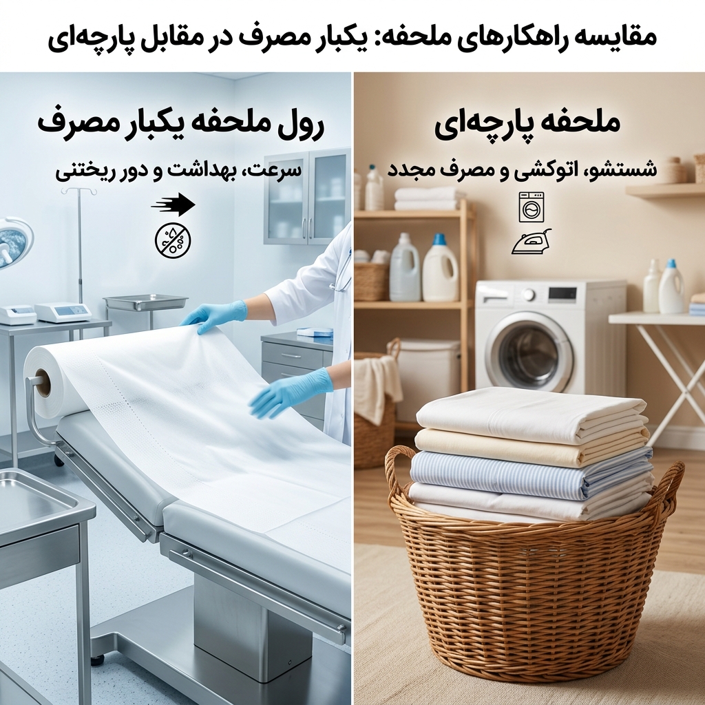 تفاوت ملحفه یکبار مصرف با ملحفه پارچه ای