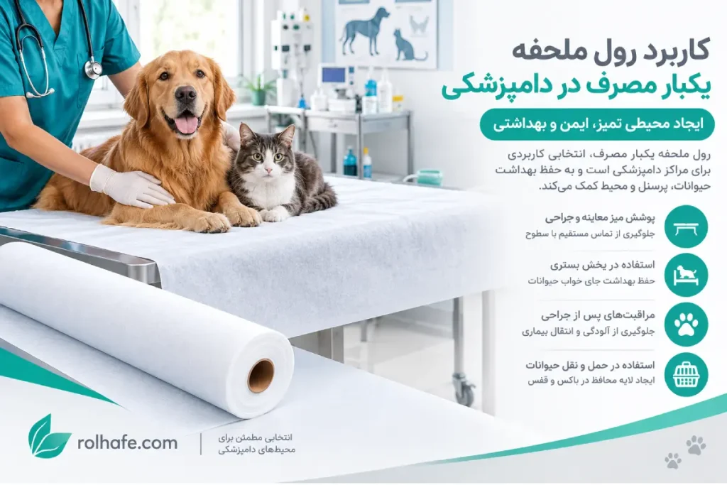 کاربرد رول ملحفه یکبار مصرف در کیلینیک دامپزشکی برای حفظ رعایت بهداشت
